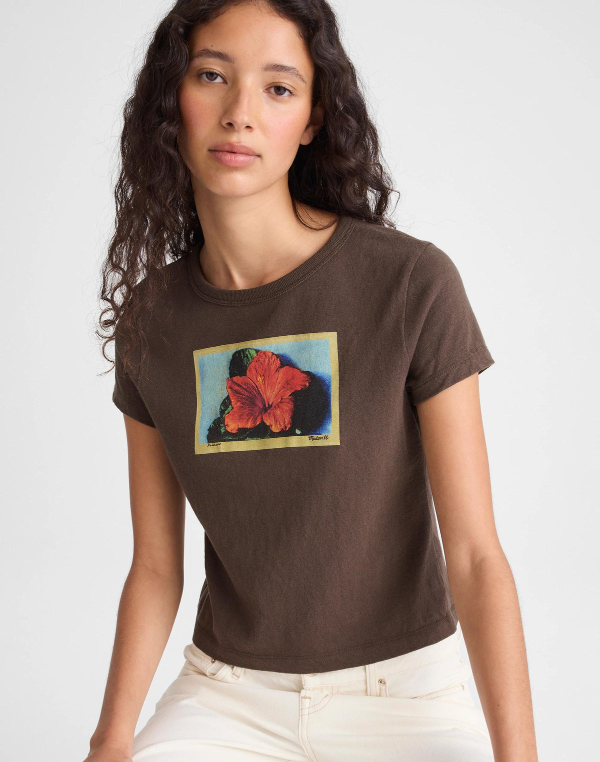 Madewell The Relaxed Baby Tee in Vintage Jersey Tropical Graphic Print
