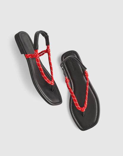 Madewell The Aliyah Thong Sandal in Paracord Festival Red