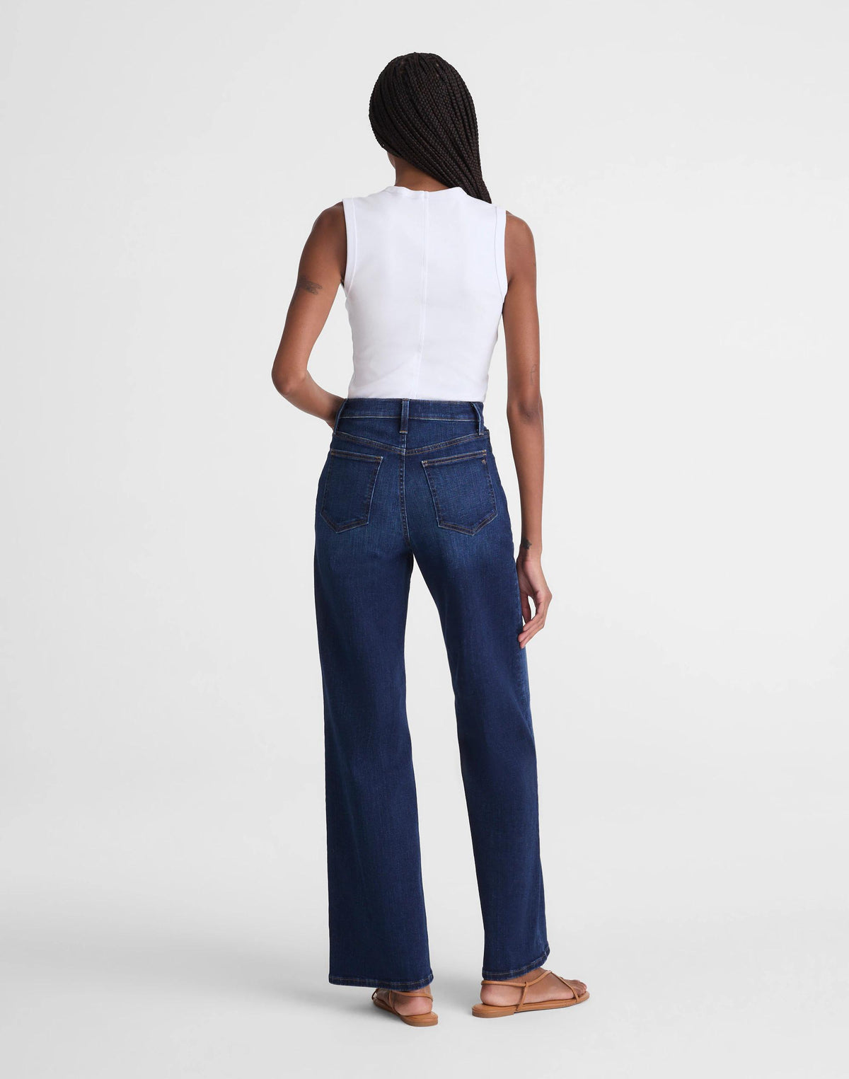 Madewell The Wide-Leg Jean in Super Stretch Denim Deep Ocean Wash