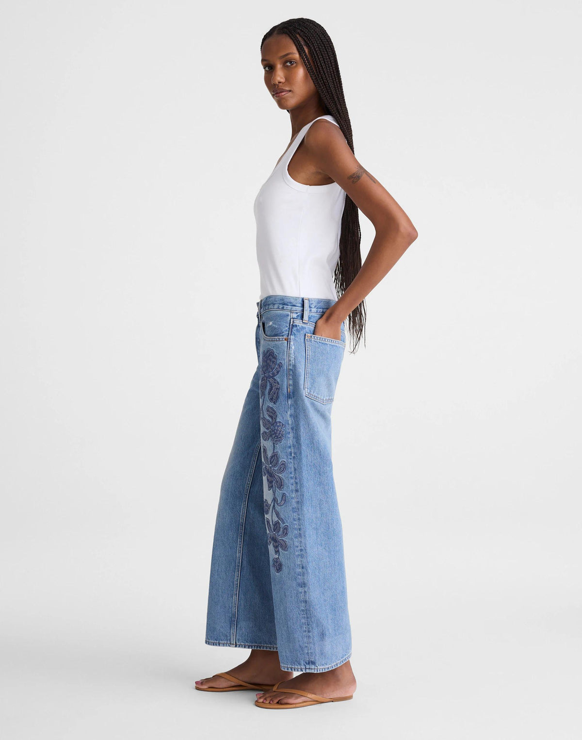 Madewell Low-Slung Baggy Crop Jean Worn Mid Indigo