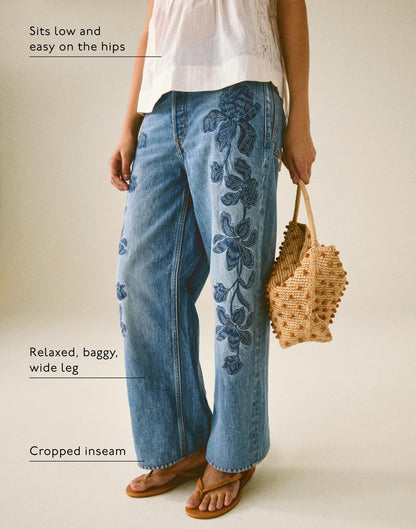 Madewell Low-Slung Baggy Crop Jean Worn Mid Indigo