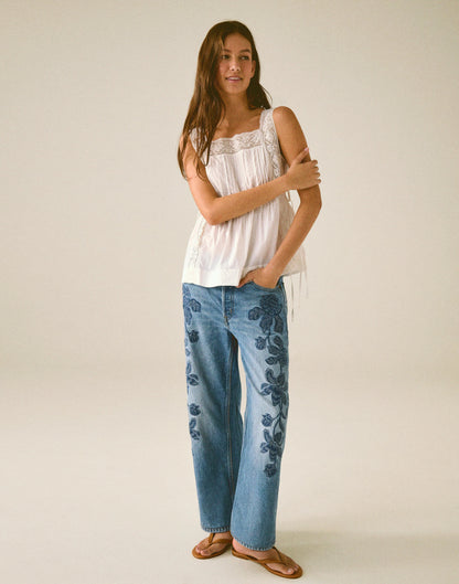 Madewell Low-Slung Baggy Crop Jean Worn Mid Indigo
