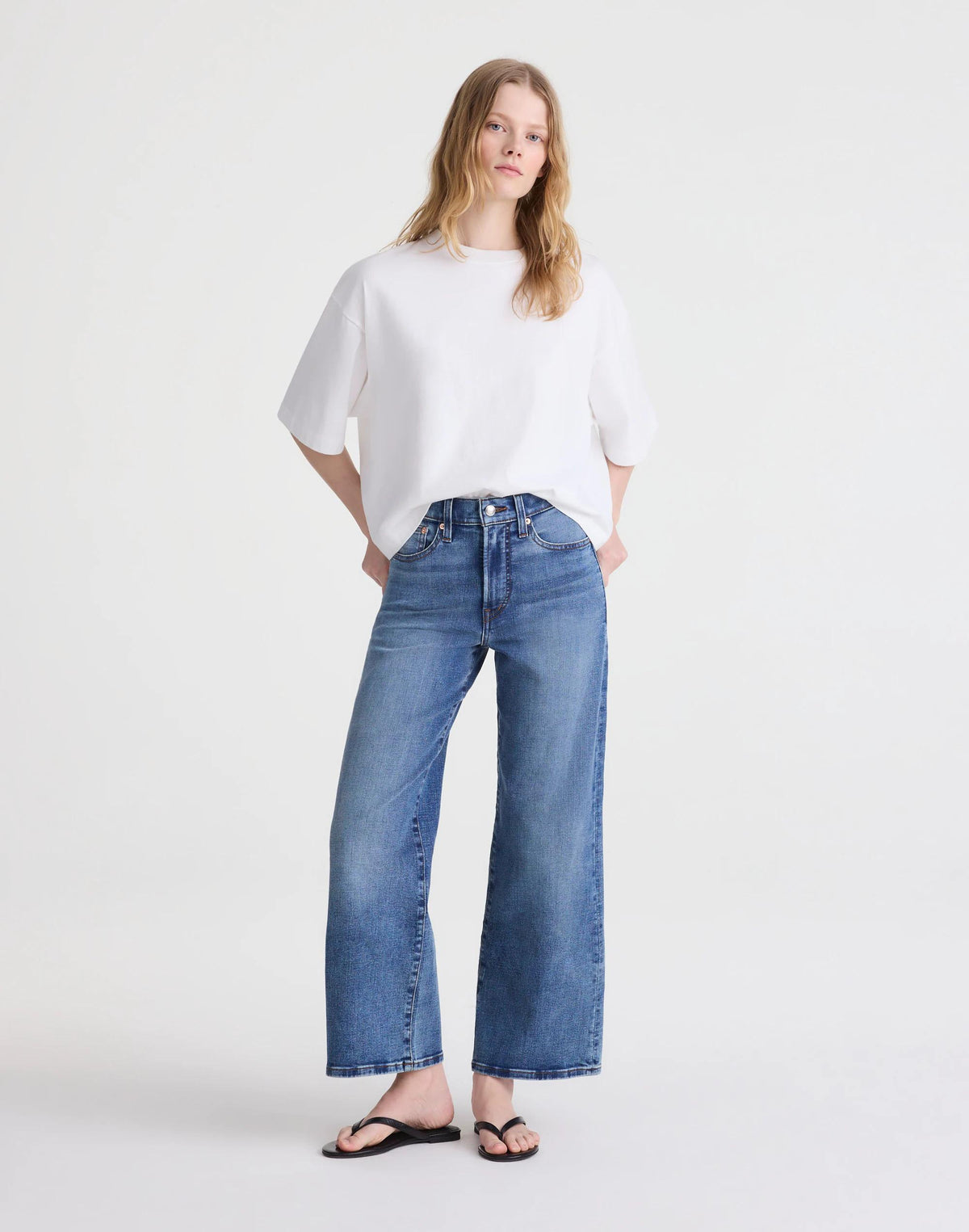 Madewell The Wide-Leg Crop Jean in Super Stretch Denim Oneida Wash