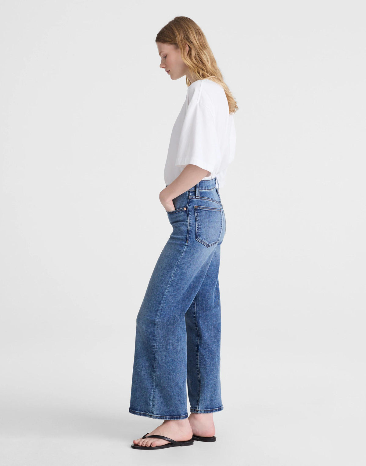 Madewell The Wide-Leg Crop Jean in Super Stretch Denim Oneida Wash