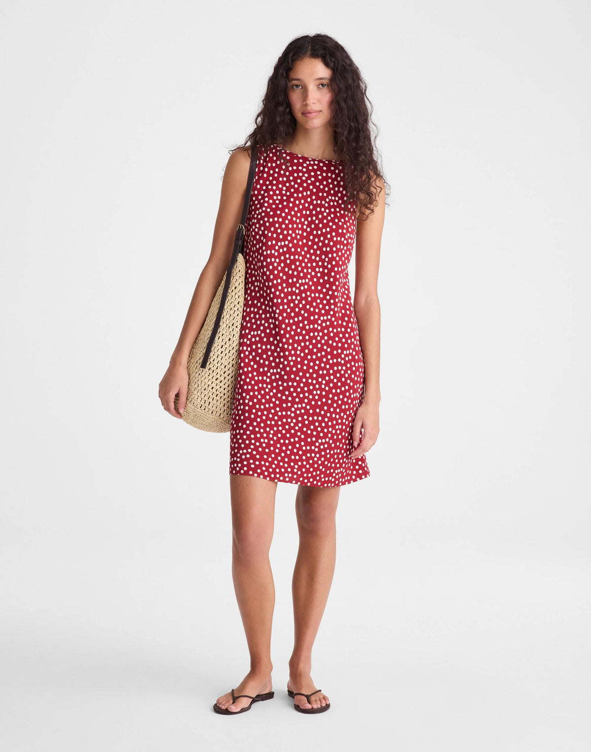 Madewell Boatneck Sleeveless Mini Dress Red Currant
