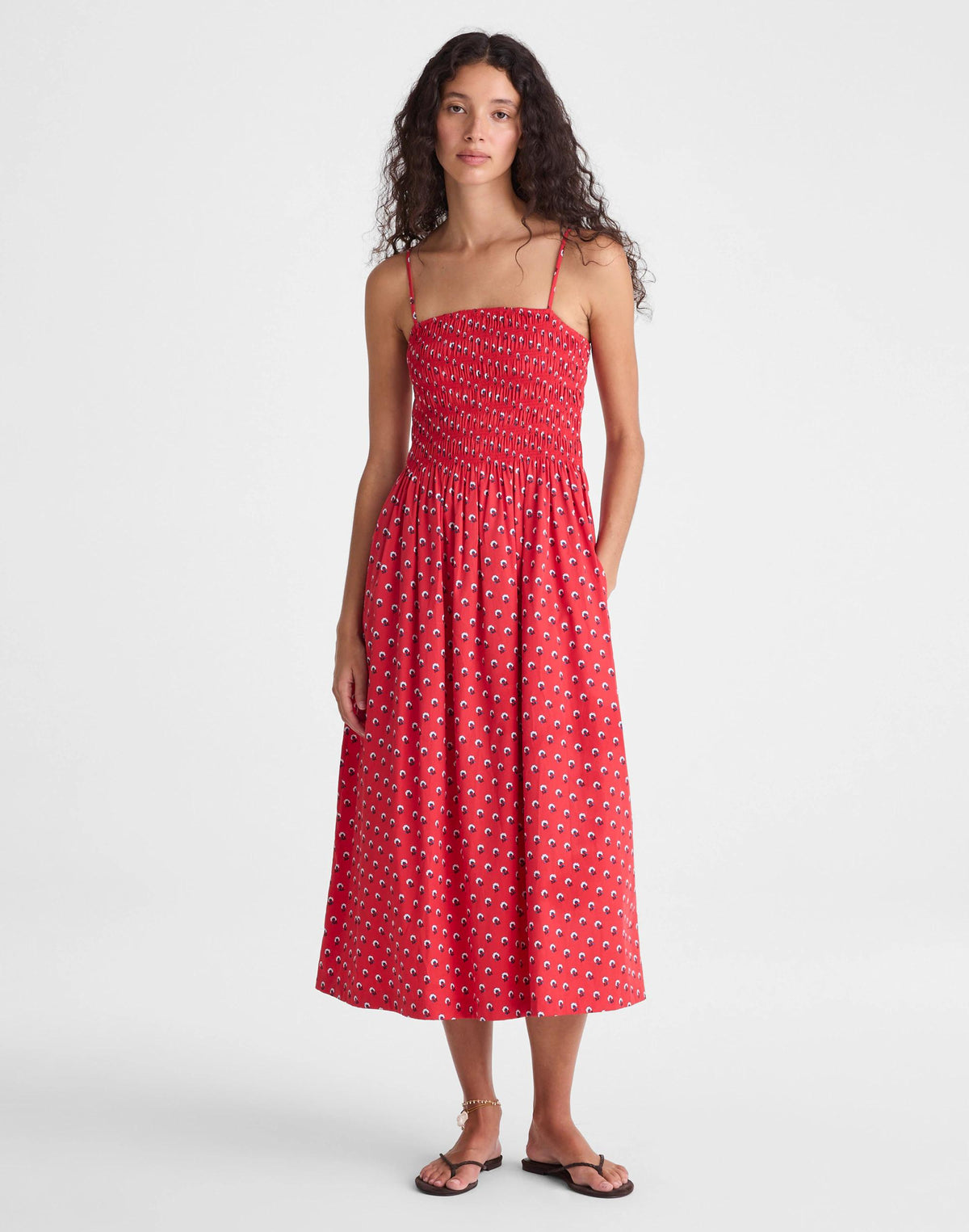 Madewell The Peyton Midi Dress Enamel Red
