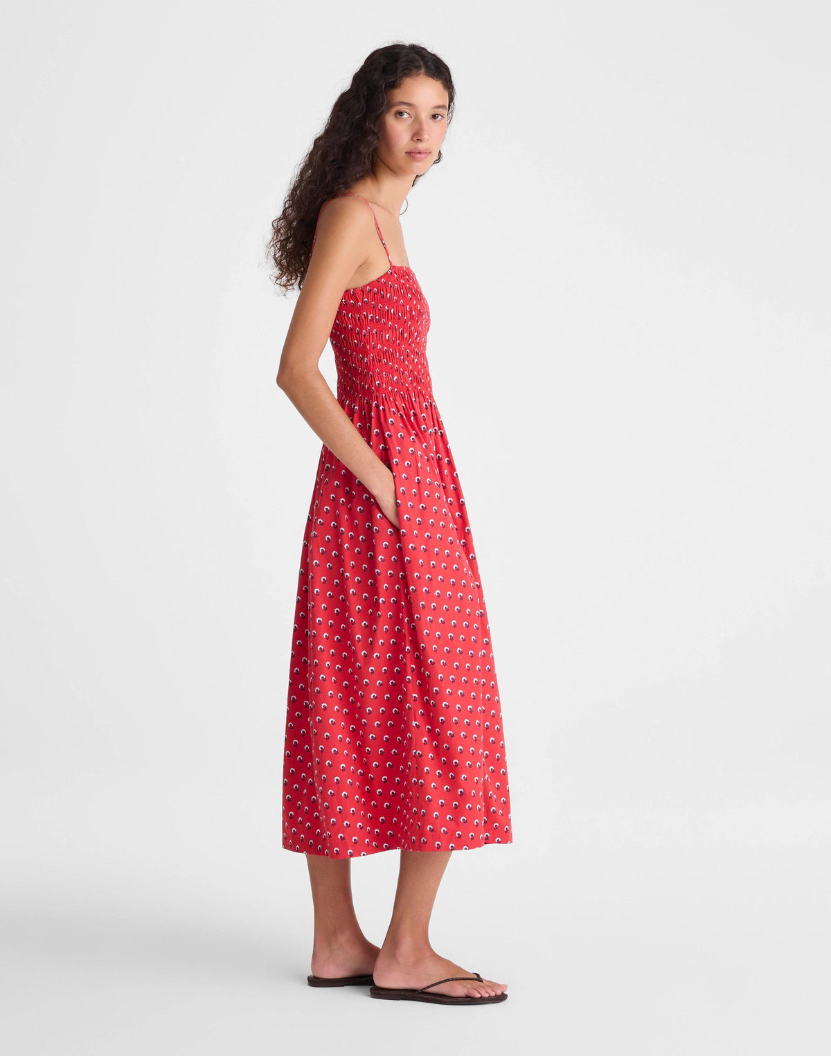 Madewell The Peyton Midi Dress Enamel Red