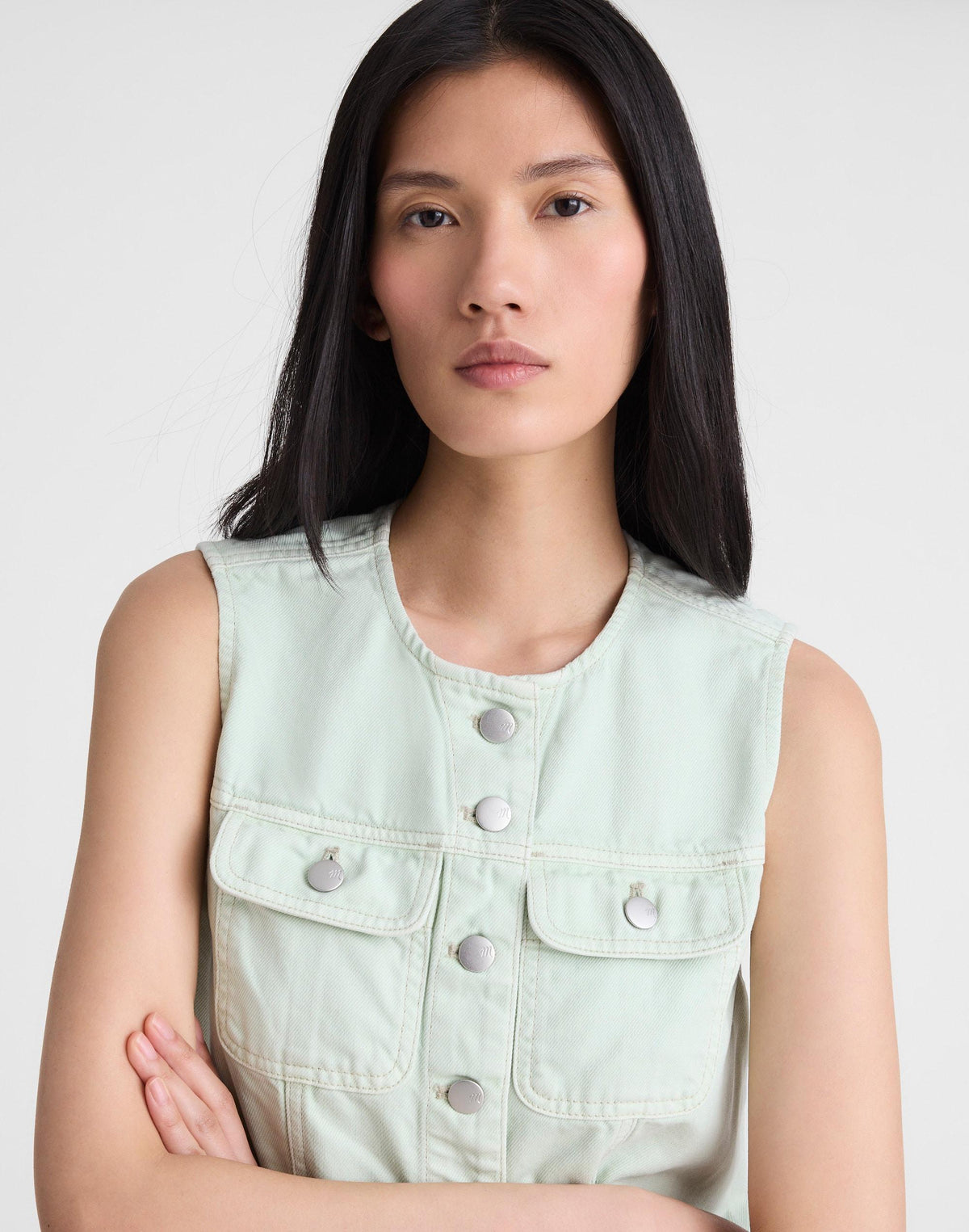 Madewell Madewell x Shopbop Airy Denim Crop Vest Storied Sea