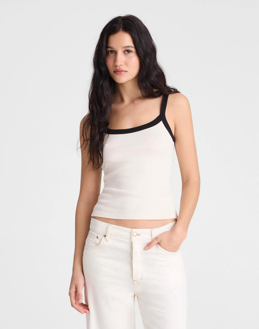 Madewell The '90s Cami in Compact Cotton Ivory Black