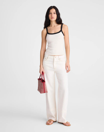 Madewell The '90s Cami in Compact Cotton Ivory Black