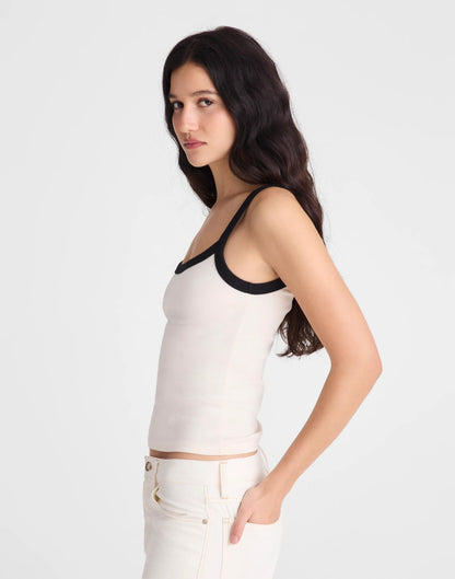 Madewell The '90s Cami in Compact Cotton Ivory Black
