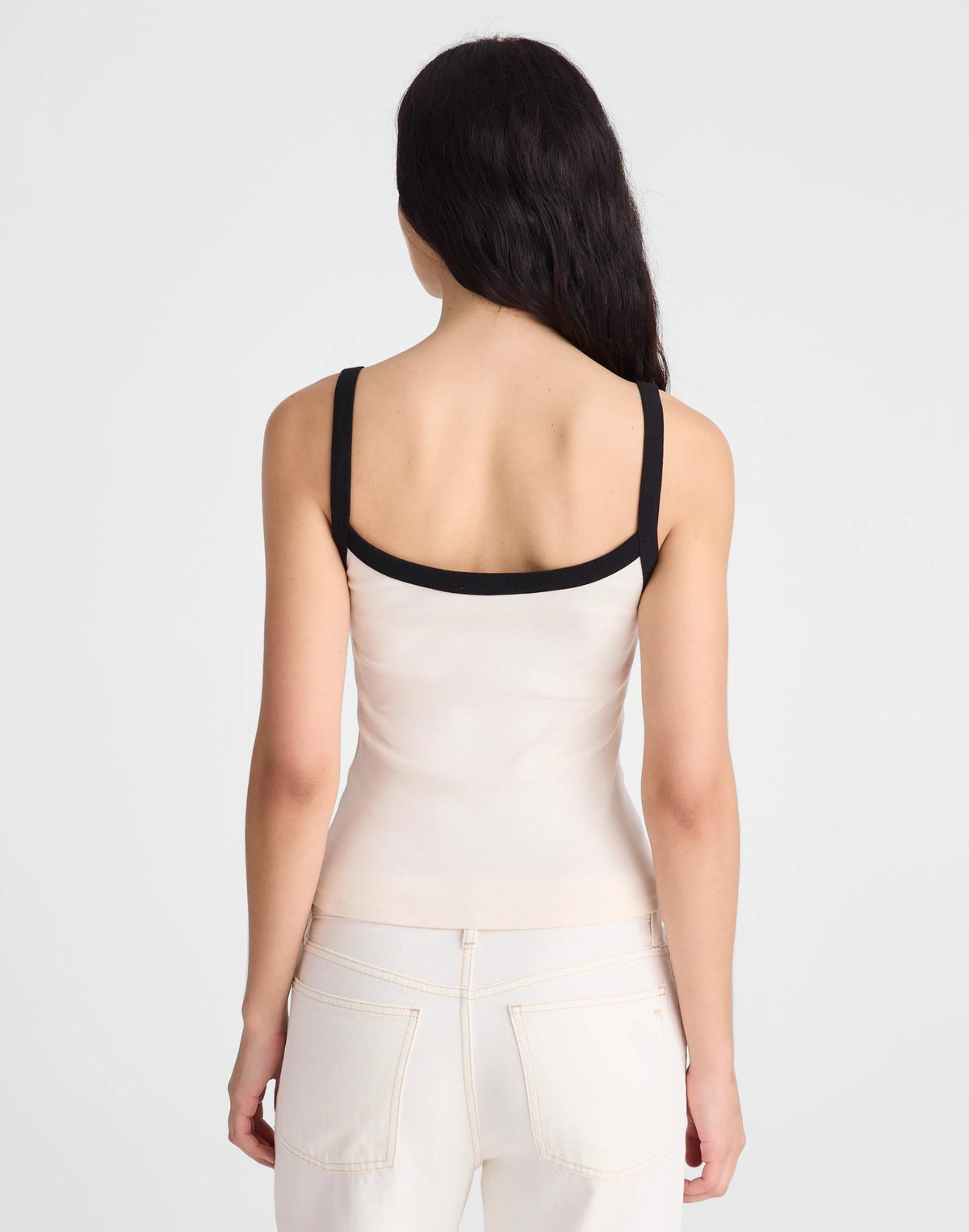 Madewell The '90s Cami in Compact Cotton Ivory Black
