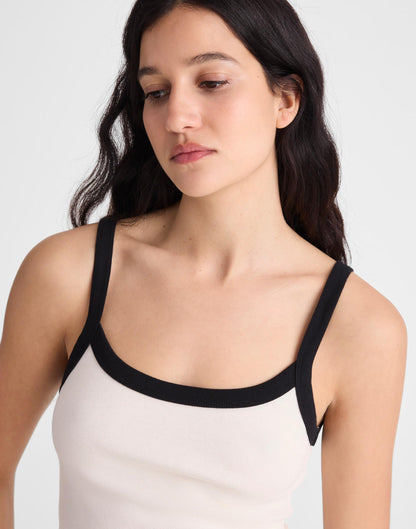 Madewell The '90s Cami in Compact Cotton Ivory Black