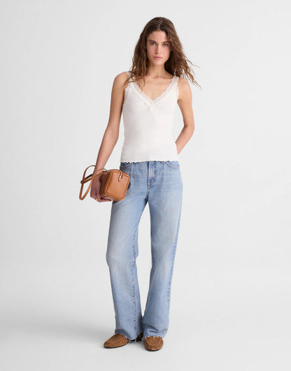 Madewell Lace-Trim Ribbed V-Neck Tank Winter White