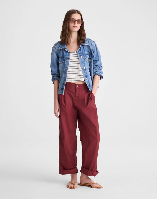 Madewell The Everyday Trouser in Poplin Dusty Merlot