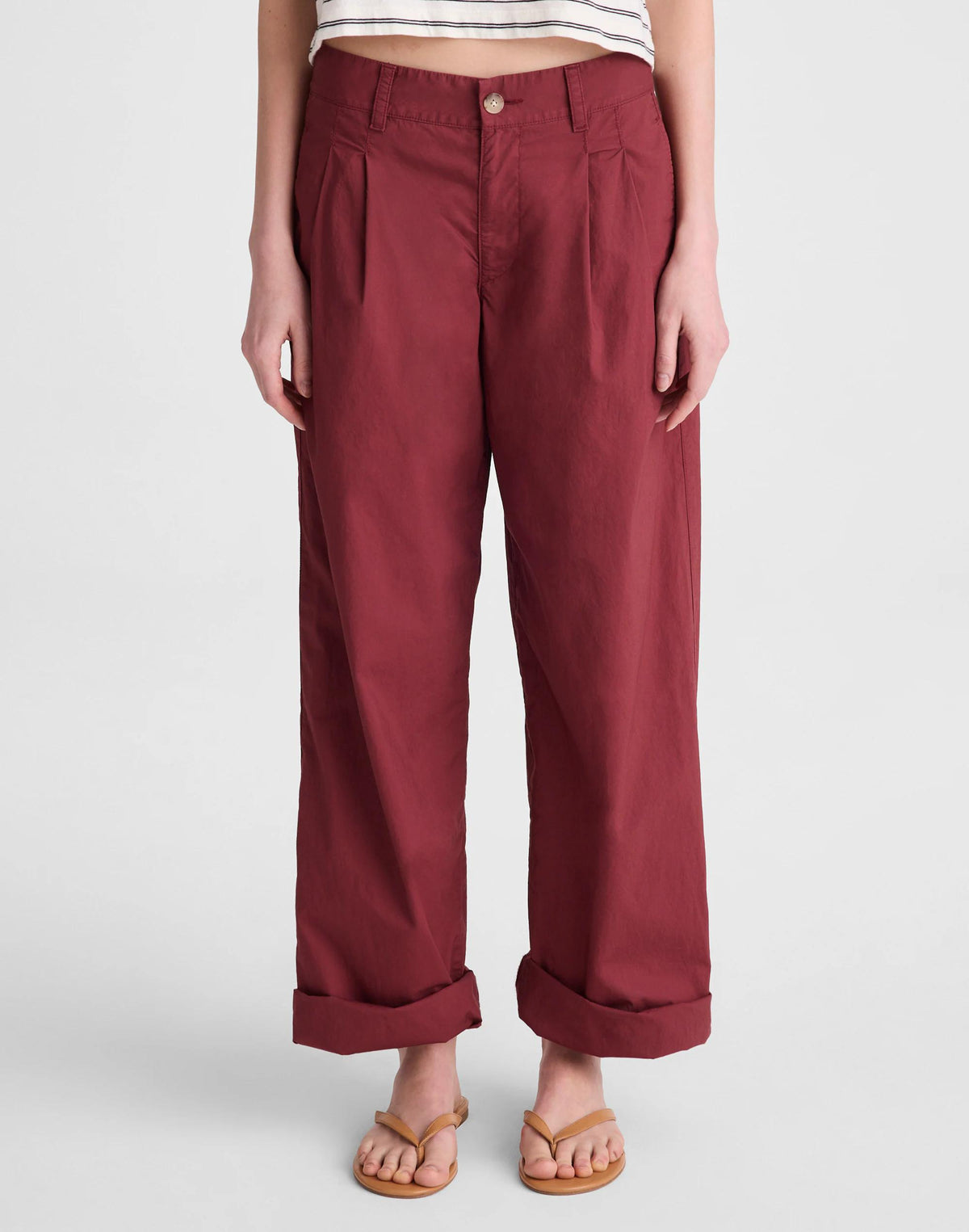Madewell The Everyday Trouser in Poplin Dusty Merlot