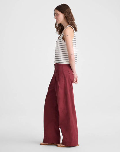 Madewell The Everyday Trouser in Poplin Dusty Merlot