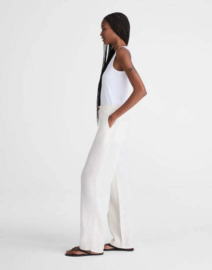 Madewell The Zoe Relaxed Straight Pant in 100% Linen Ivory Linen
