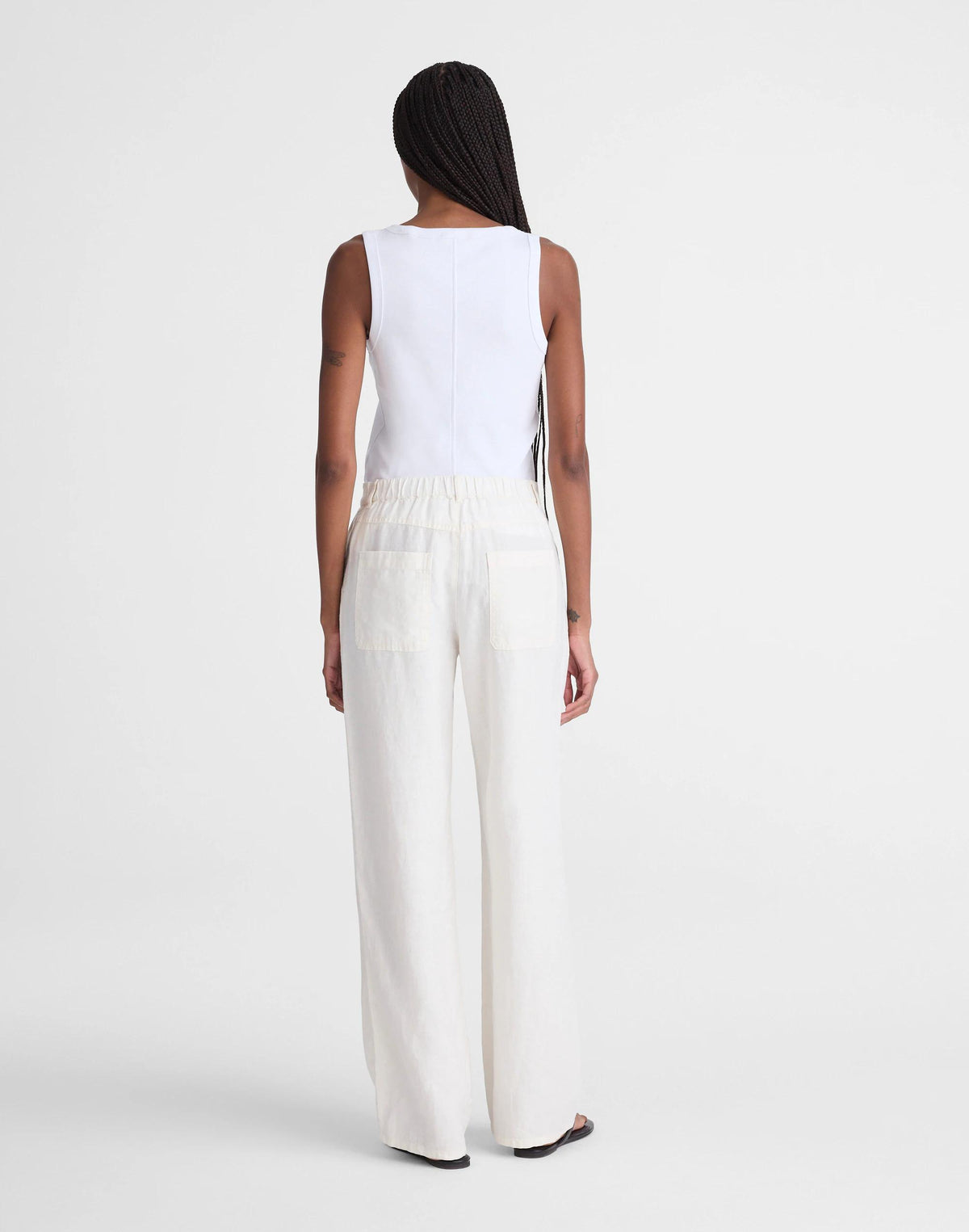 Madewell The Zoe Relaxed Straight Pant in 100% Linen Ivory Linen