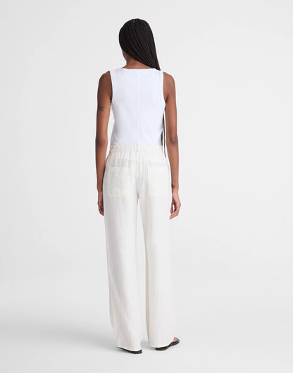 Madewell The Zoe Relaxed Straight Pant in 100% Linen Ivory Linen
