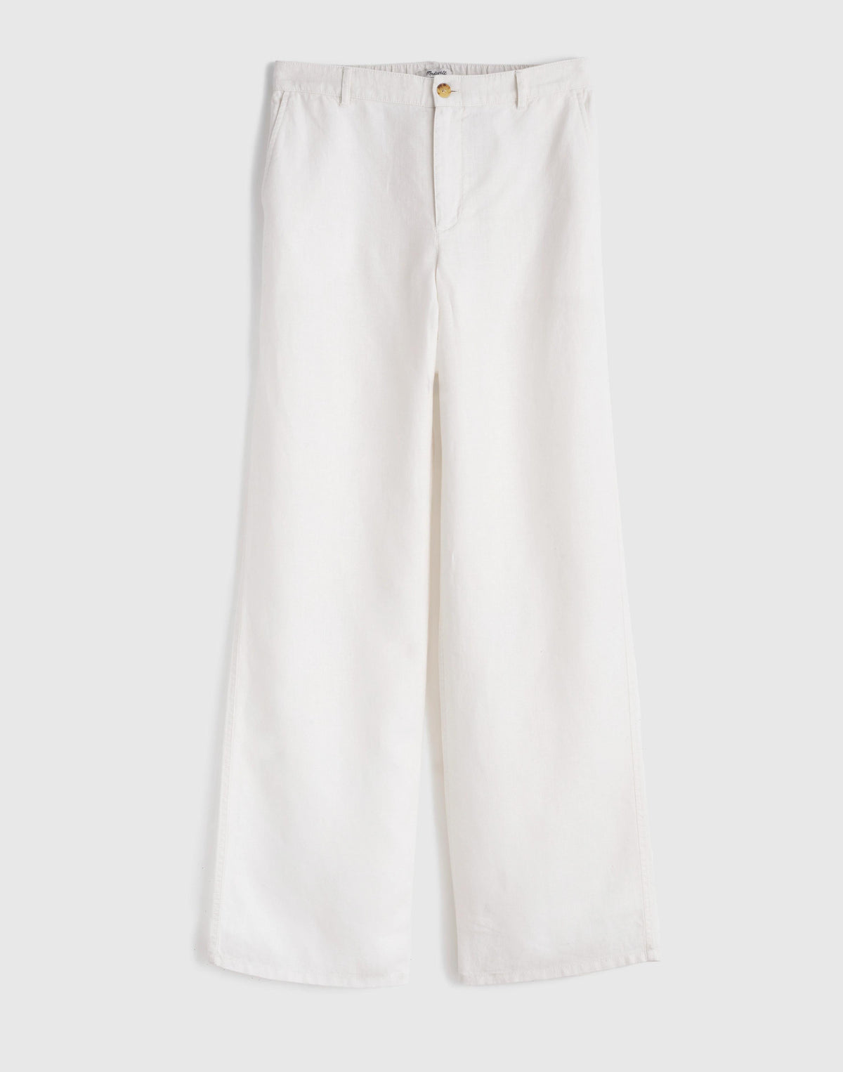 Madewell The Zoe Relaxed Straight Pant in 100% Linen Ivory Linen