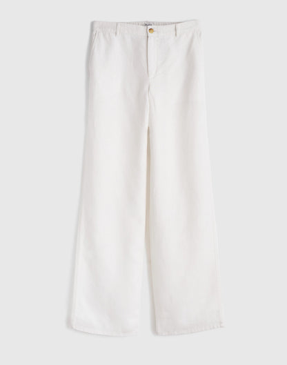Madewell The Zoe Relaxed Straight Pant in 100% Linen Ivory Linen