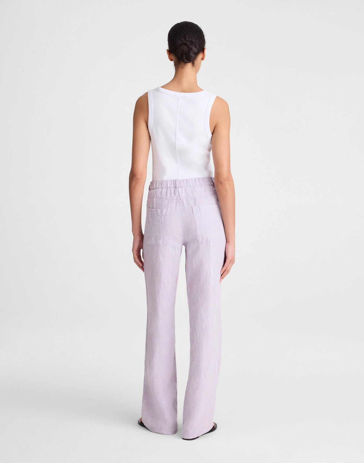 Madewell The Zoe Relaxed Straight Pant in 100% Linen Lilac Chambray