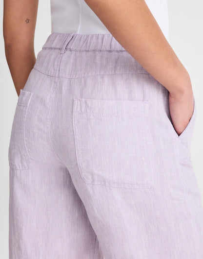 Madewell The Zoe Relaxed Straight Pant in 100% Linen Lilac Chambray