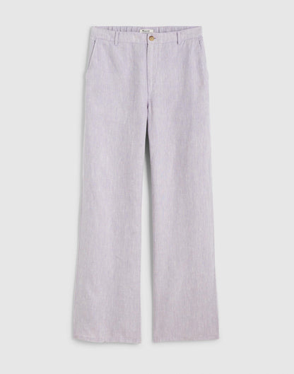 Madewell The Zoe Relaxed Straight Pant in 100% Linen Lilac Chambray