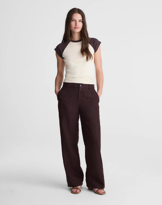 Madewell The Zoe Relaxed Straight Pant in 100% Linen Cocoa