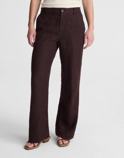 Madewell The Zoe Relaxed Straight Pant in 100% Linen Cocoa