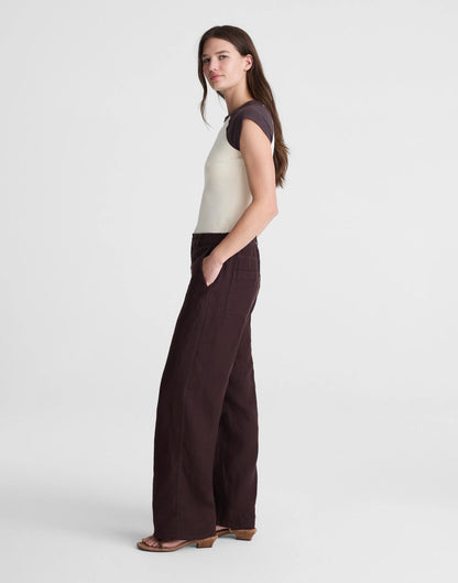 Madewell The Zoe Relaxed Straight Pant in 100% Linen Cocoa