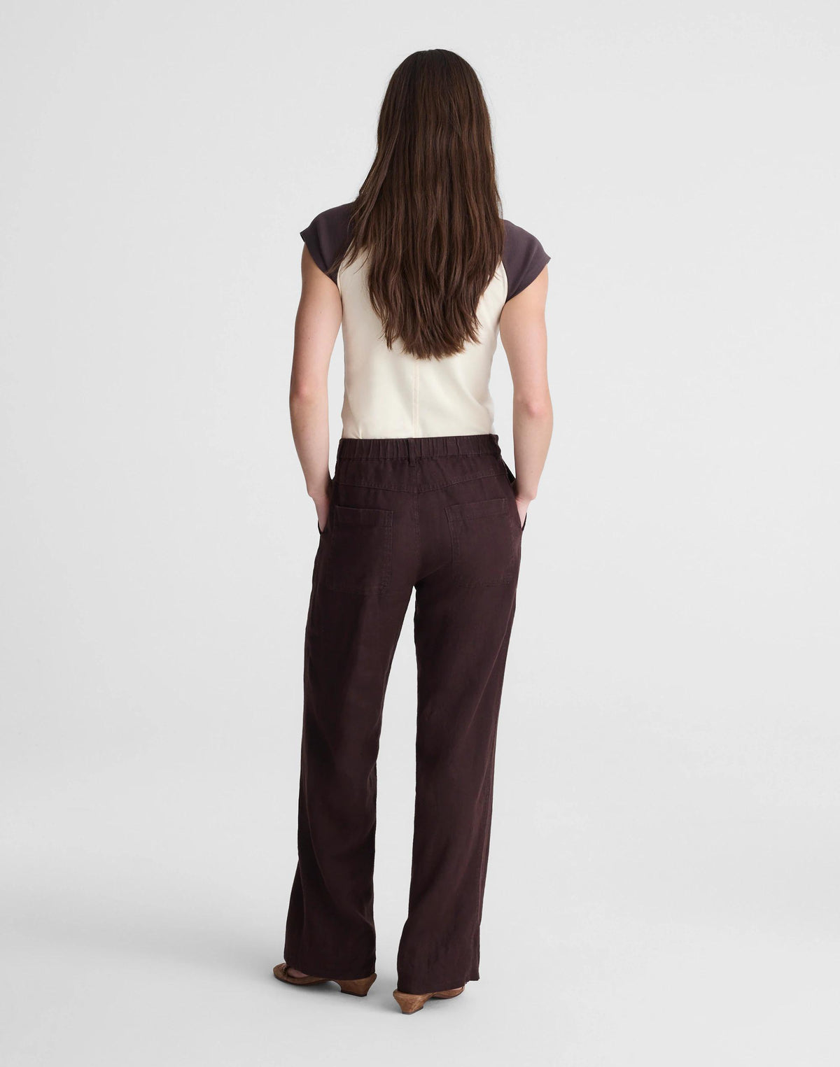 Madewell The Zoe Relaxed Straight Pant in 100% Linen Cocoa