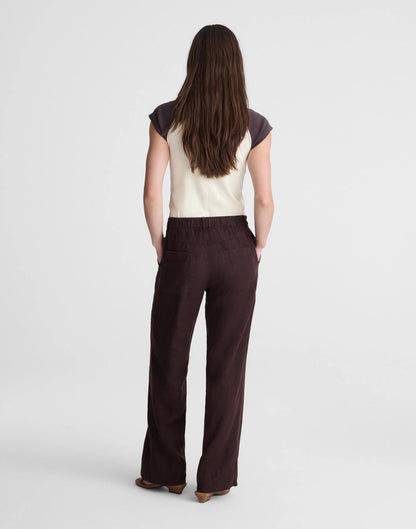 Madewell The Zoe Relaxed Straight Pant in 100% Linen Cocoa
