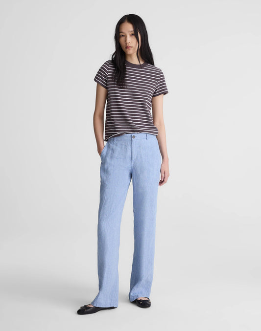 Madewell The Zoe Relaxed Straight Pant in 100% Linen Sunfaded Blue