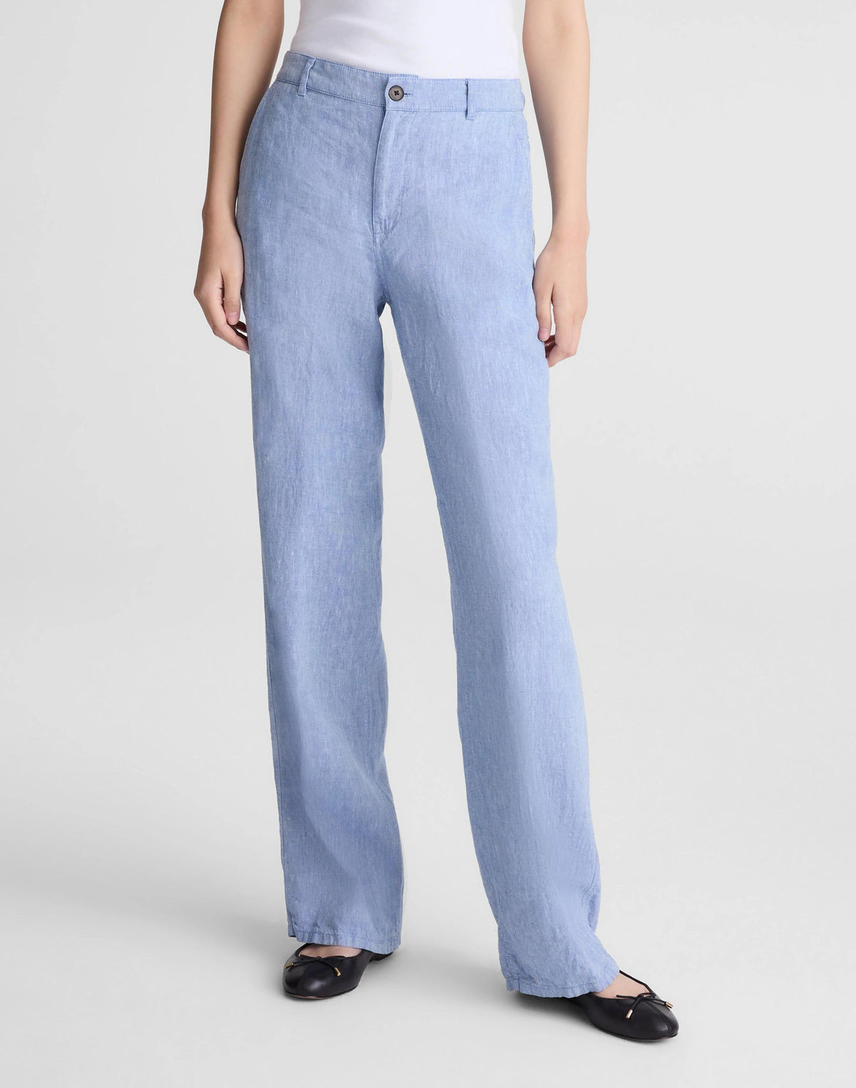Madewell The Zoe Relaxed Straight Pant in 100% Linen Sunfaded Blue