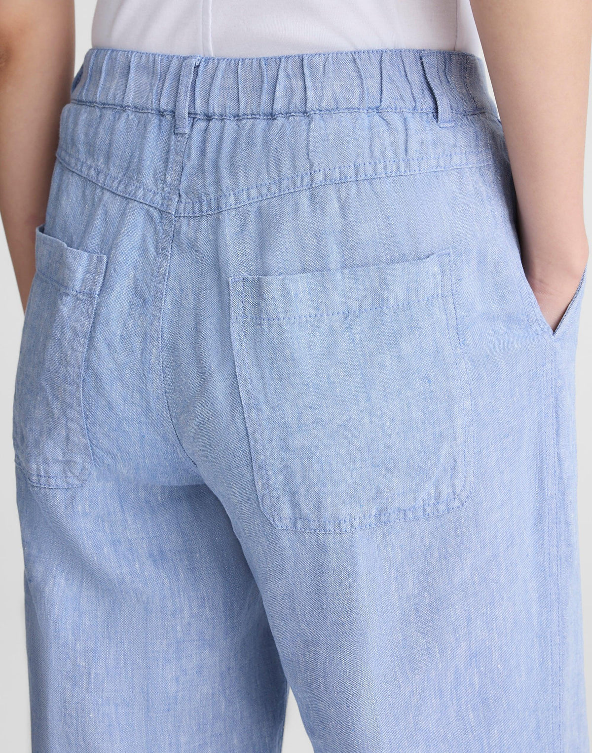 Madewell The Zoe Relaxed Straight Pant in 100% Linen Sunfaded Blue
