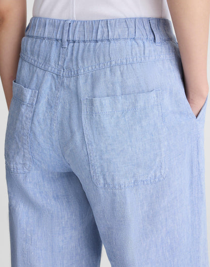 Madewell The Zoe Relaxed Straight Pant in 100% Linen Sunfaded Blue