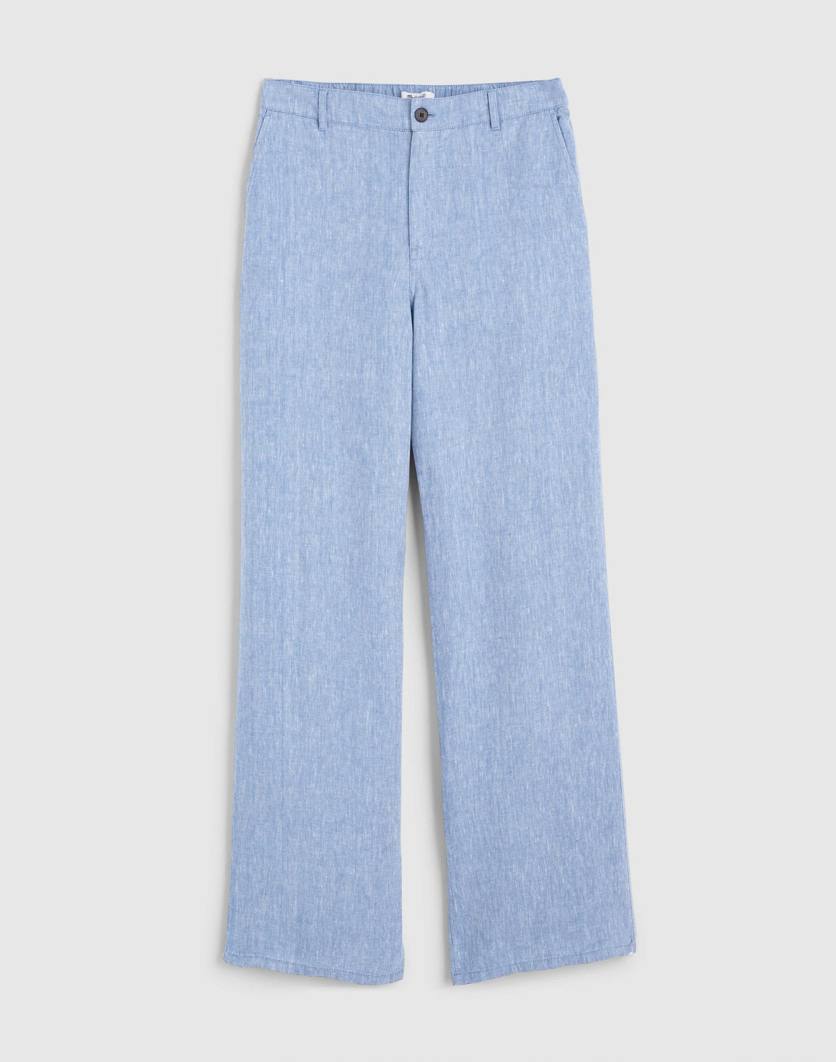 Madewell The Zoe Relaxed Straight Pant in 100% Linen Sunfaded Blue