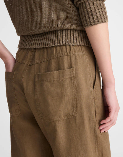 Madewell The Zoe Relaxed Straight Pant in 100% Linen Safari Khaki