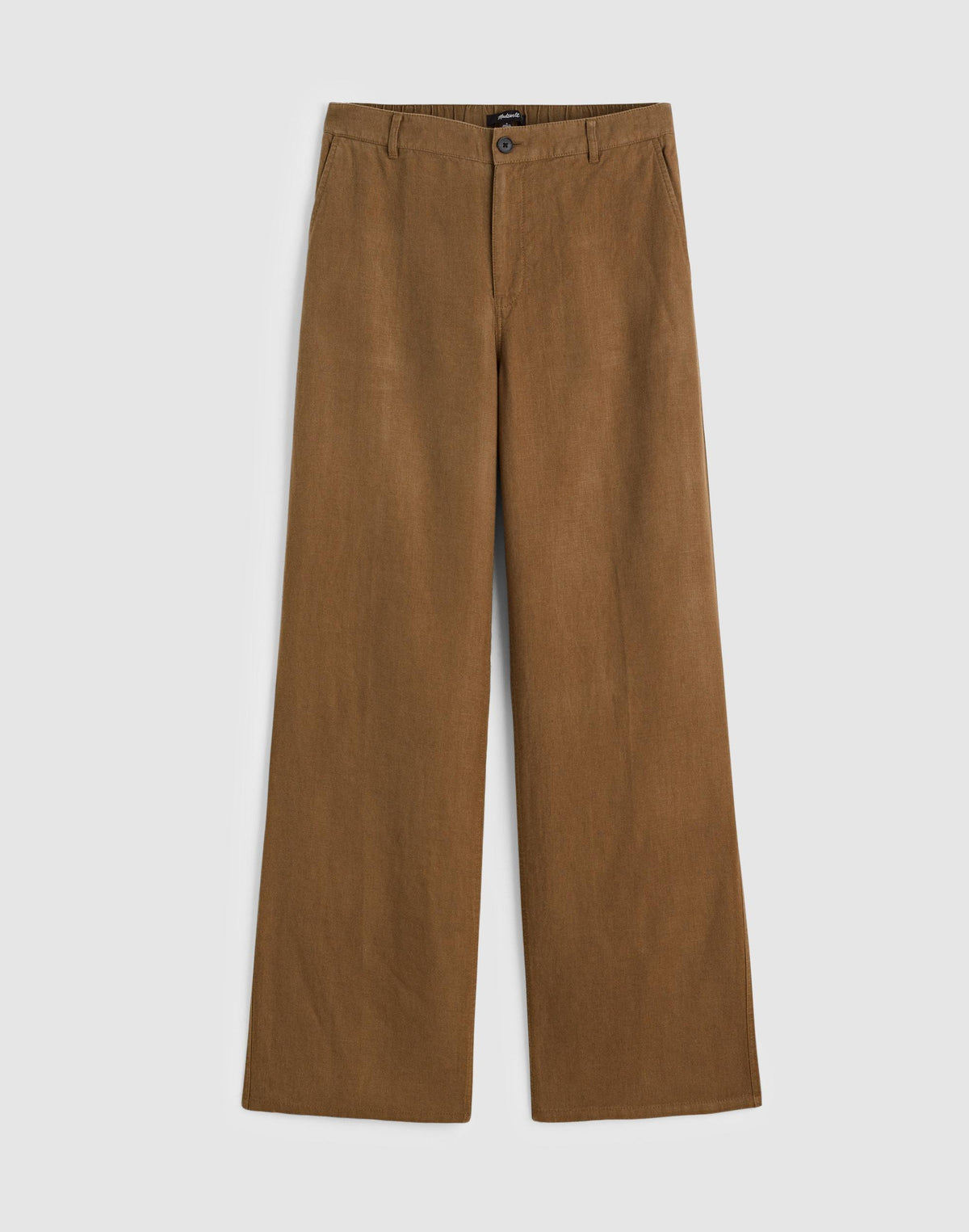 Madewell The Zoe Relaxed Straight Pant in 100% Linen Safari Khaki