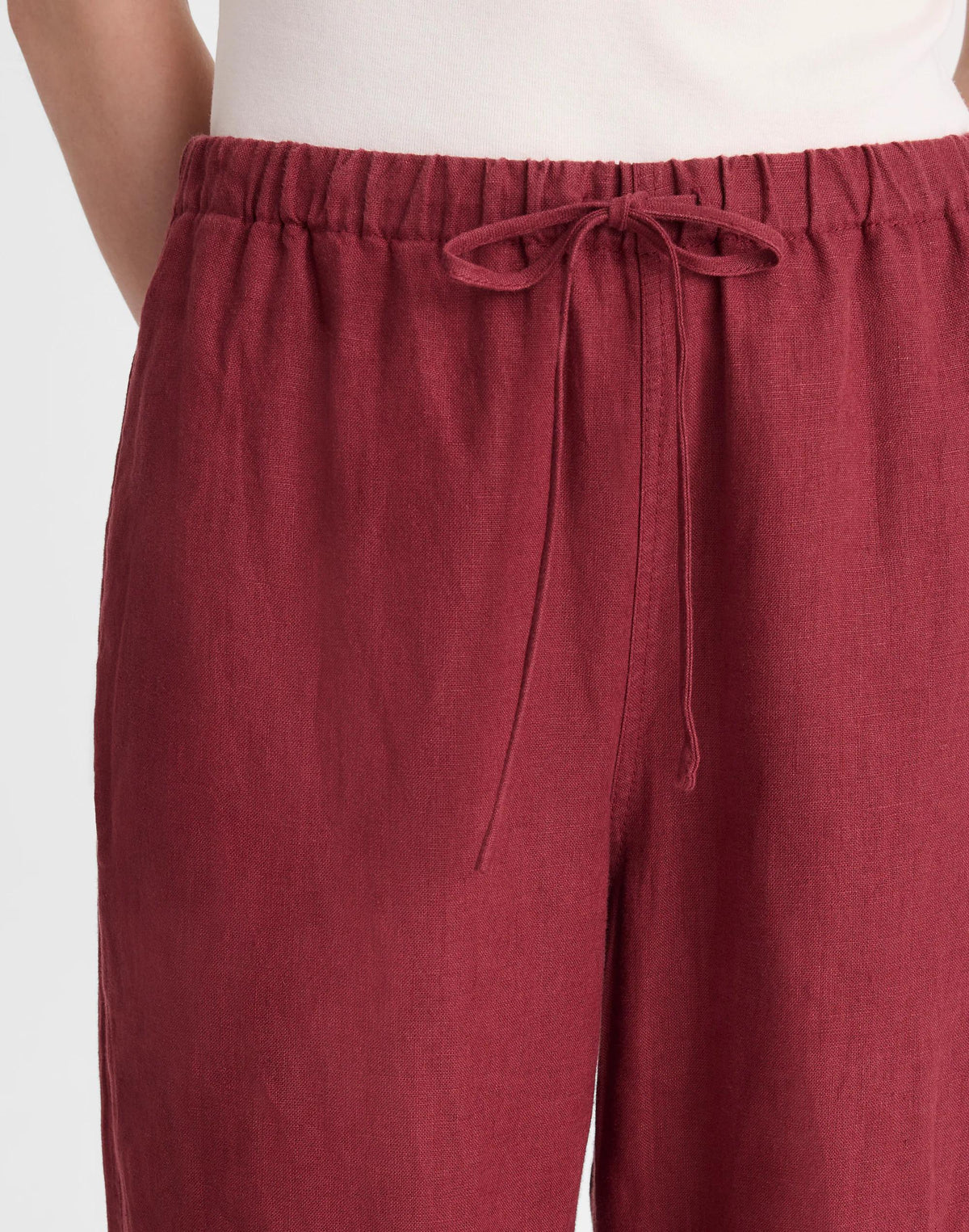 Madewell Pull-On Pants in 100% Linen Dusty Merlot