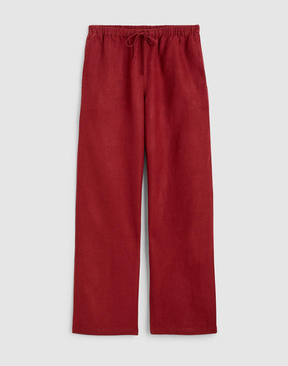 Madewell Pull-On Pants in 100% Linen Dusty Merlot