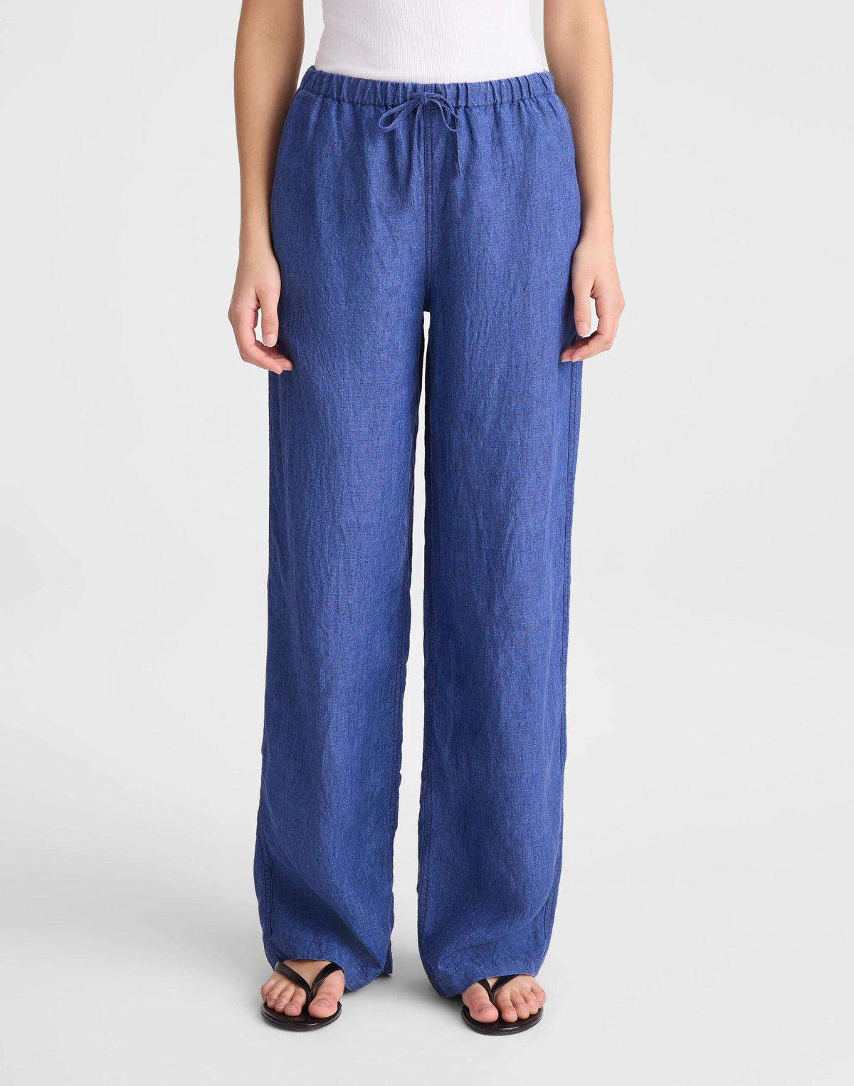 Madewell Pull-On Pants in 100% Linen Indigo Chambray