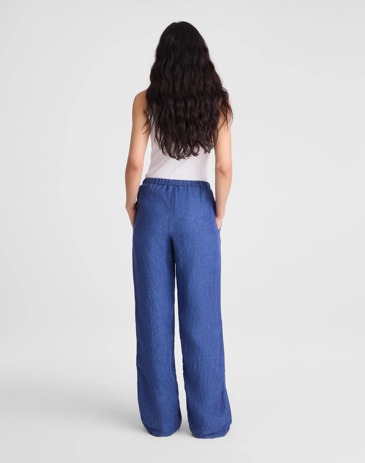 Madewell Pull-On Pants in 100% Linen Indigo Chambray