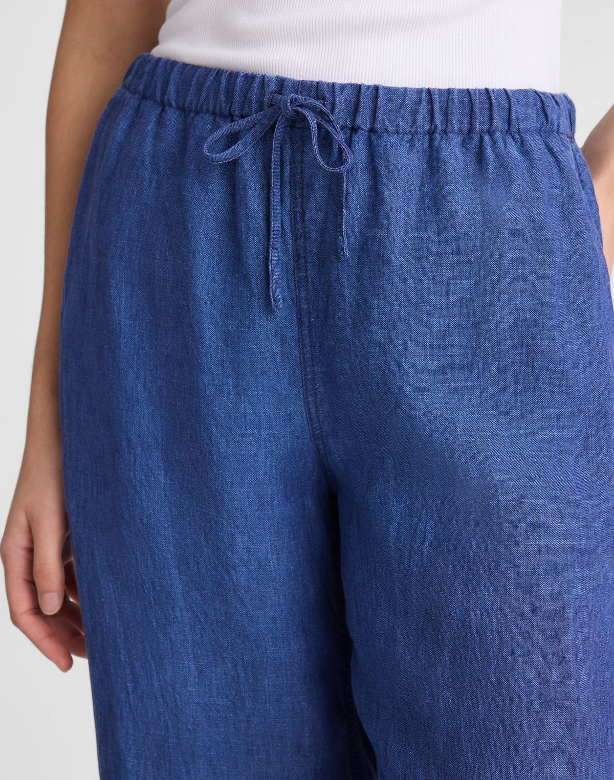 Madewell Pull-On Pants in 100% Linen Indigo Chambray
