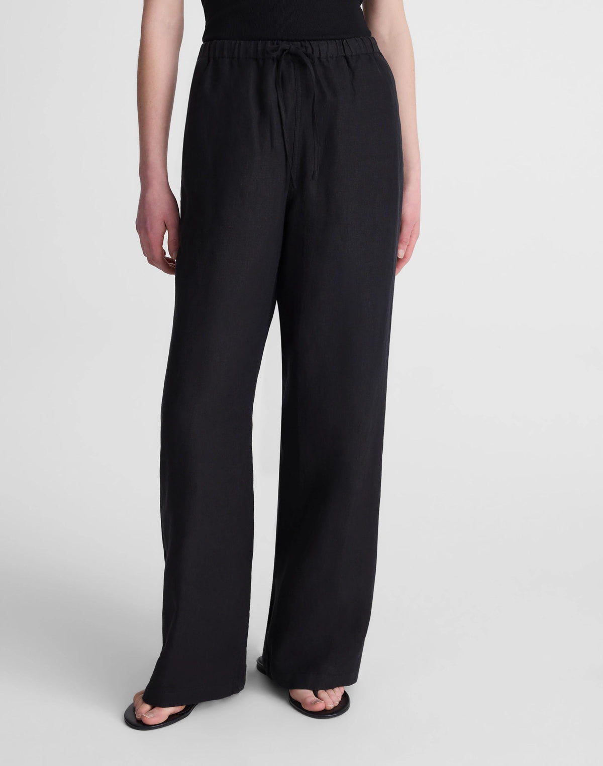 Madewell Pull-On Pants in 100% Linen Jet Black