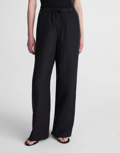 Madewell Pull-On Pants in 100% Linen Jet Black