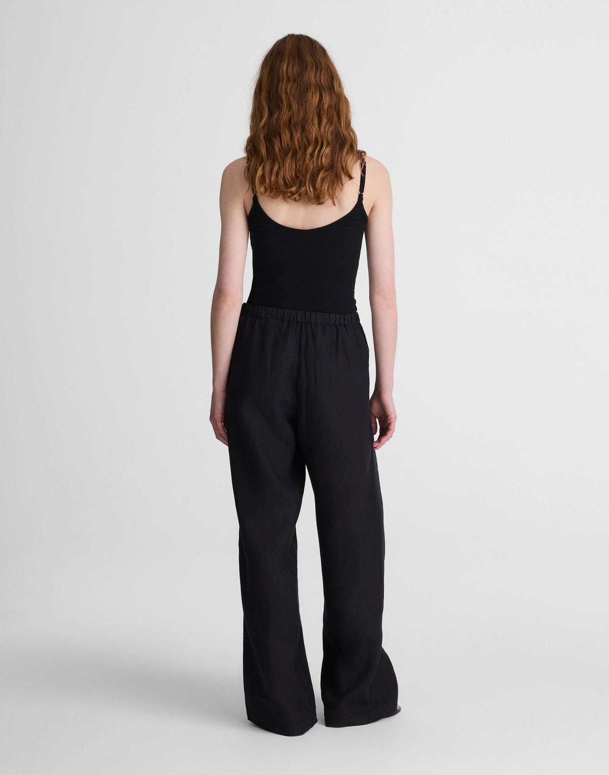Madewell Pull-On Pants in 100% Linen Jet Black