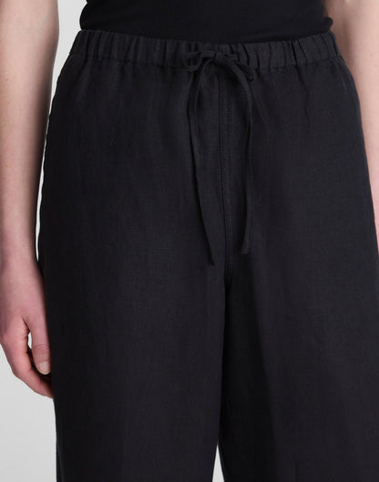 Madewell Pull-On Pants in 100% Linen Jet Black